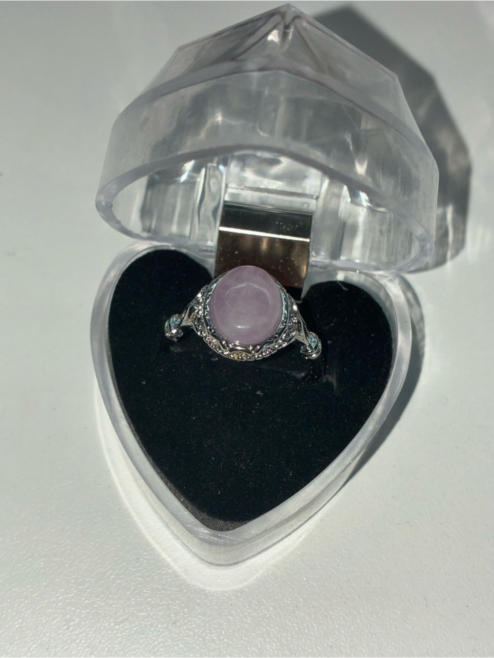 Sterling Silver Pink Rose Quartz Vintage-Style Ring